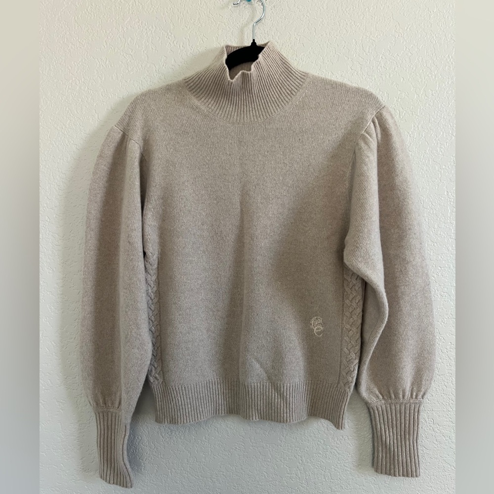 Chloé Cashmere And Wool Mock Neck Beige Sweater. Size S